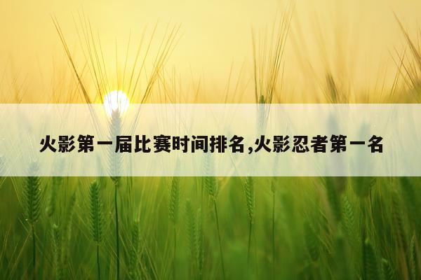 火影第一届比赛时间排名,火影忍者第一名