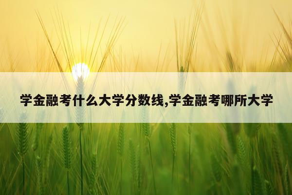 学金融考什么大学分数线,学金融考哪所大学