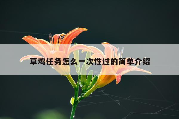 草鸡任务怎么一次性过的简单介绍