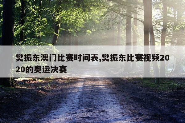 樊振东澳门比赛时间表,樊振东比赛视频2020的奥运决赛