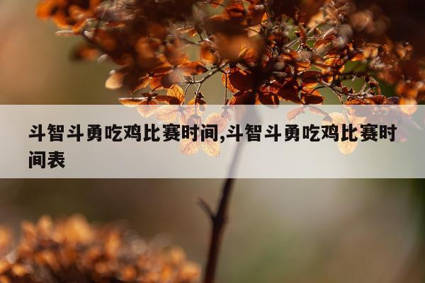 斗智斗勇吃鸡比赛时间,斗智斗勇吃鸡比赛时间表