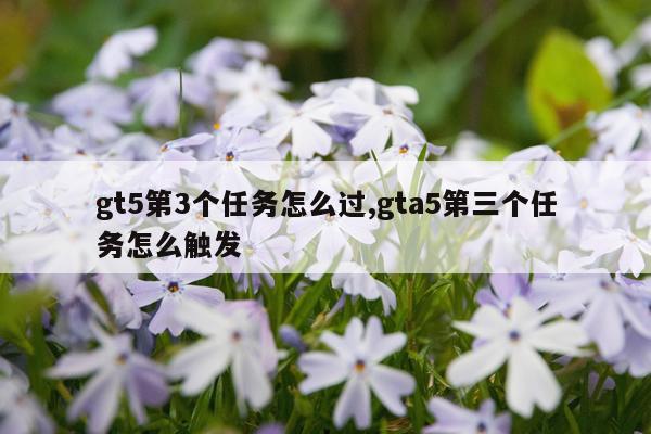 gt5第3个任务怎么过,gta5第三个任务怎么触发