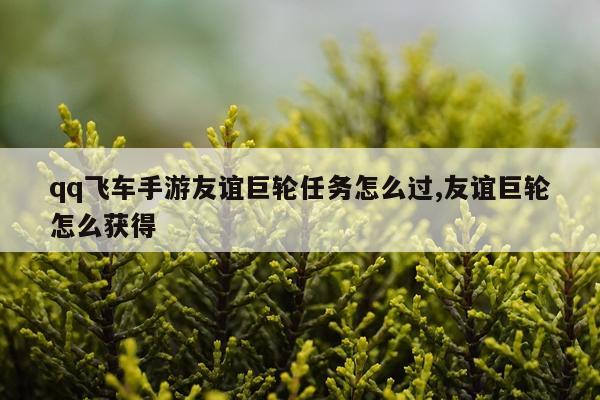qq飞车手游友谊巨轮任务怎么过,友谊巨轮怎么获得