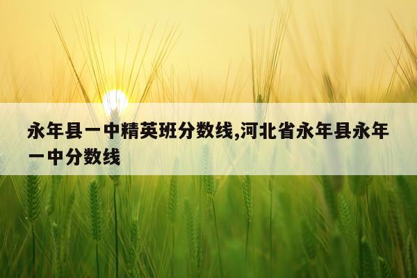 永年县一中精英班分数线,河北省永年县永年一中分数线