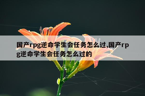 国产rpg逆命学生会任务怎么过,国产rpg逆命学生会任务怎么过的