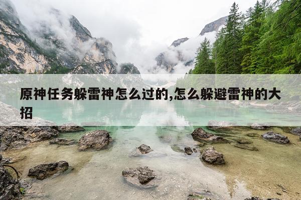 原神任务躲雷神怎么过的,怎么躲避雷神的大招