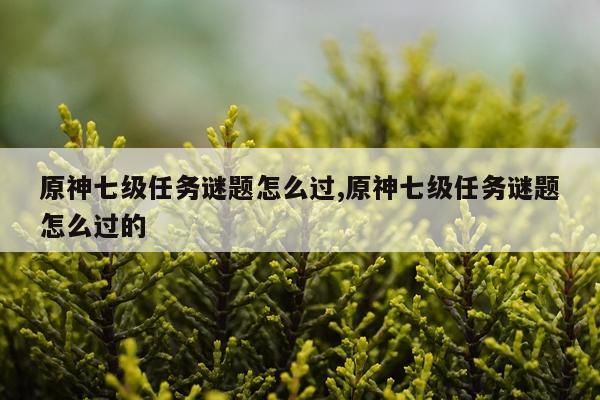 原神七级任务谜题怎么过,原神七级任务谜题怎么过的