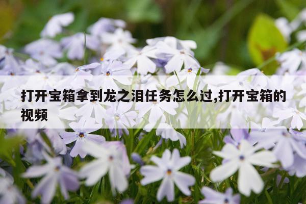 打开宝箱拿到龙之泪任务怎么过,打开宝箱的视频