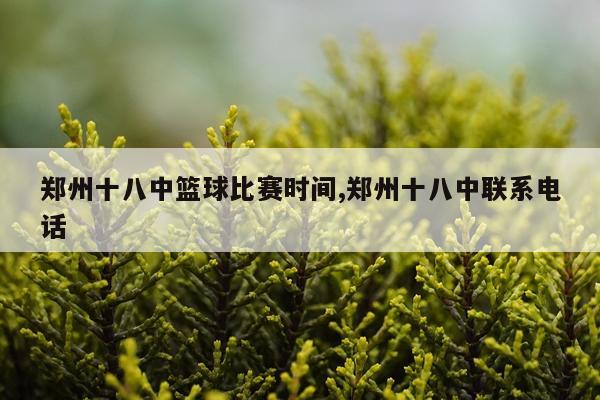 郑州十八中篮球比赛时间,郑州十八中联系电话