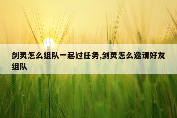 剑灵怎么组队一起过任务,剑灵怎么邀请好友组队