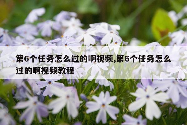 第6个任务怎么过的啊视频,第6个任务怎么过的啊视频教程
