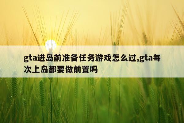 gta进岛前准备任务游戏怎么过,gta每次上岛都要做前置吗