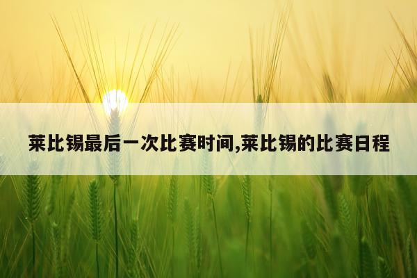 莱比锡最后一次比赛时间,莱比锡的比赛日程
