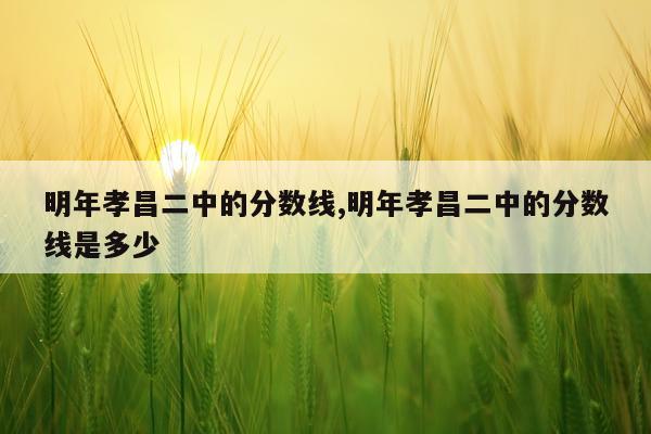 明年孝昌二中的分数线,明年孝昌二中的分数线是多少