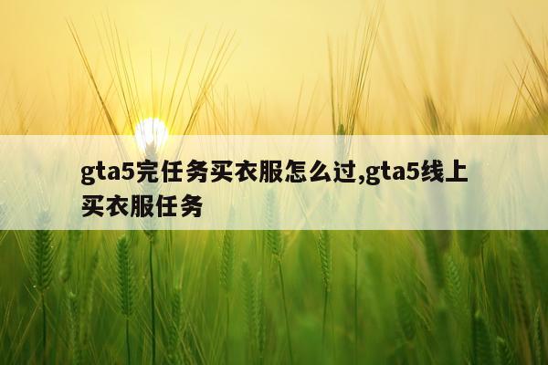 gta5完任务买衣服怎么过,gta5线上买衣服任务