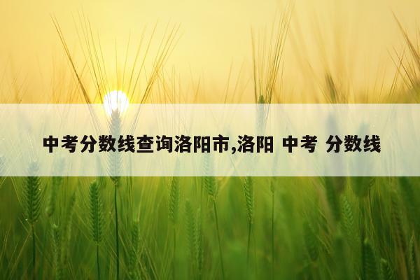 中考分数线查询洛阳市,洛阳 中考 分数线