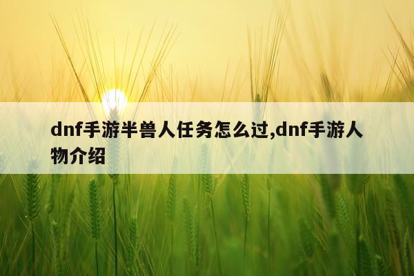 dnf手游半兽人任务怎么过,dnf手游人物介绍