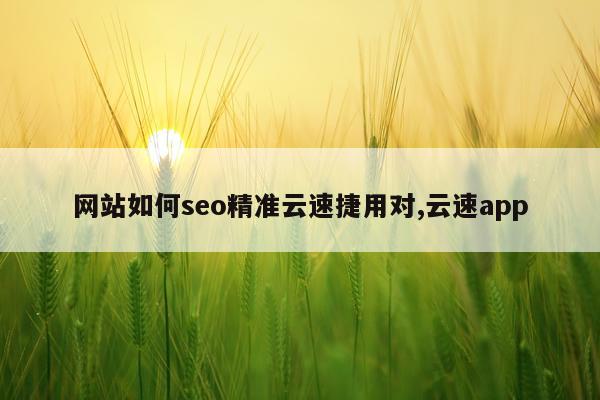 网站如何seo精准云速捷用对,云速app