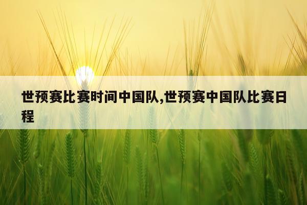 世预赛比赛时间中国队,世预赛中国队比赛日程