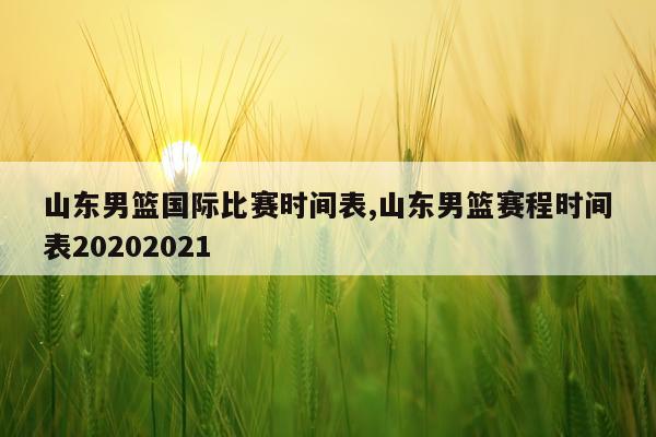 山东男篮国际比赛时间表,山东男篮赛程时间表20202021