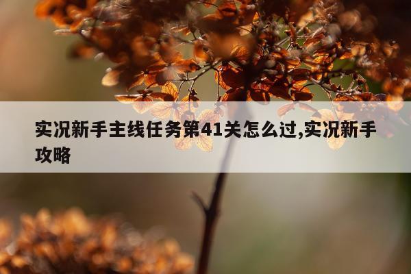 实况新手主线任务第41关怎么过,实况新手攻略