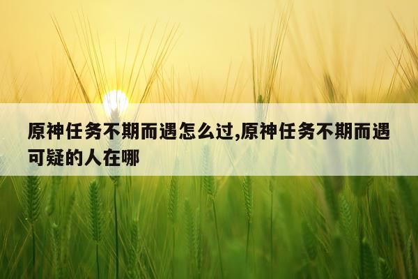 原神任务不期而遇怎么过,原神任务不期而遇可疑的人在哪