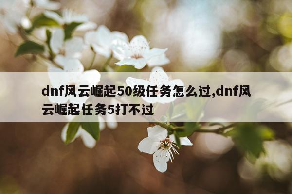 dnf风云崛起50级任务怎么过,dnf风云崛起任务5打不过