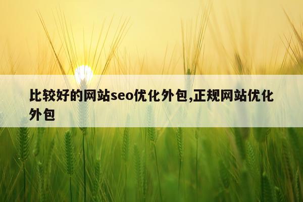 比较好的网站seo优化外包,正规网站优化外包