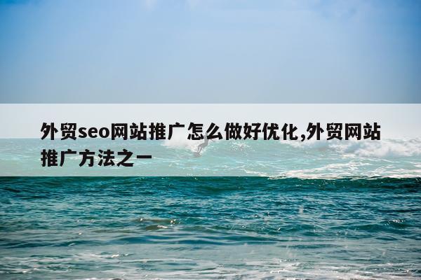 外贸seo网站推广怎么做好优化,外贸网站推广方法之一