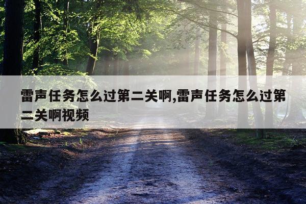 雷声任务怎么过第二关啊,雷声任务怎么过第二关啊视频