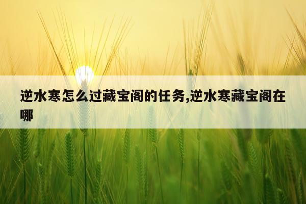 逆水寒怎么过藏宝阁的任务,逆水寒藏宝阁在哪