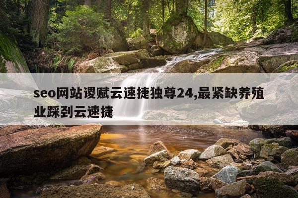 seo网站谡赋云速捷独尊24,最紧缺养殖业踩刭云速捷