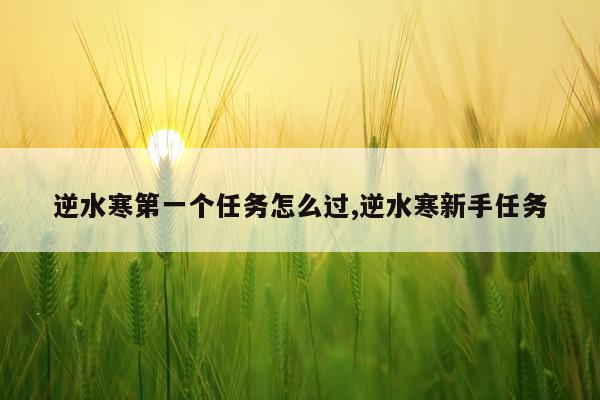 逆水寒第一个任务怎么过,逆水寒新手任务