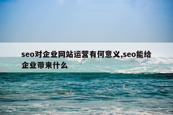 seo对企业网站运营有何意义,seo能给企业带来什么