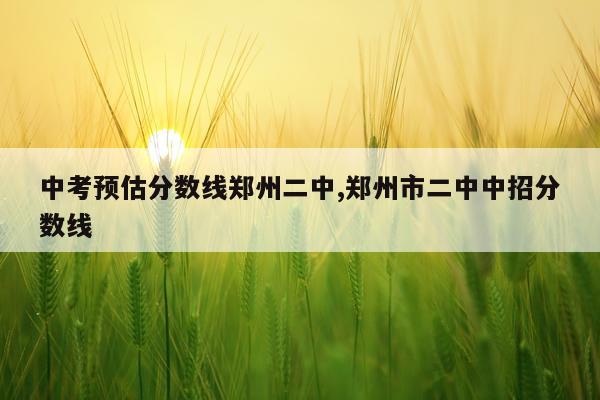 中考预估分数线郑州二中,郑州市二中中招分数线