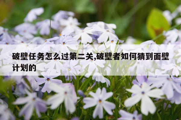 破壁任务怎么过第二关,破壁者如何猜到面壁计划的