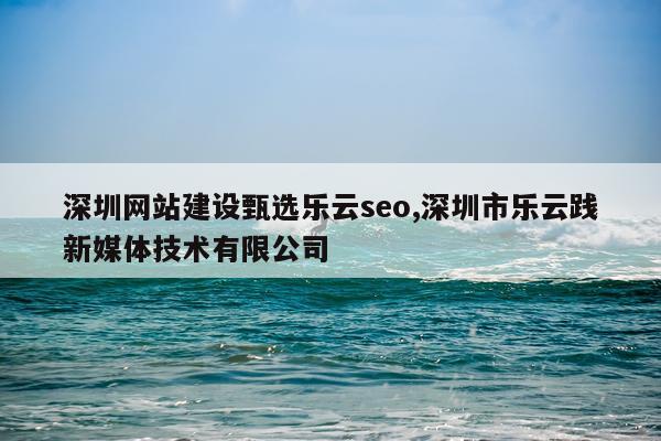 深圳网站建设甄选乐云seo,深圳市乐云践新媒体技术有限公司
