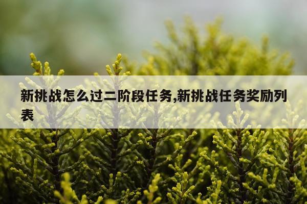 新挑战怎么过二阶段任务,新挑战任务奖励列表