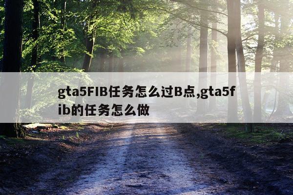 gta5FIB任务怎么过B点,gta5fib的任务怎么做