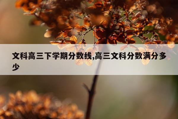 文科高三下学期分数线,高三文科分数满分多少