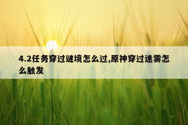 4.2任务穿过谜境怎么过,原神穿过迷雾怎么触发