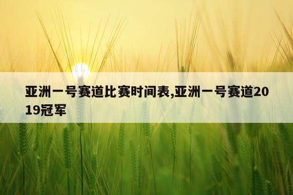 亚洲一号赛道比赛时间表,亚洲一号赛道2019冠军