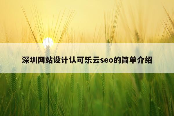 深圳网站设计认可乐云seo的简单介绍