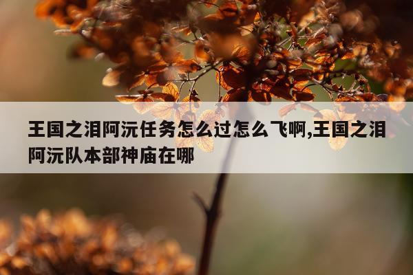 王国之泪阿沅任务怎么过怎么飞啊,王国之泪阿沅队本部神庙在哪