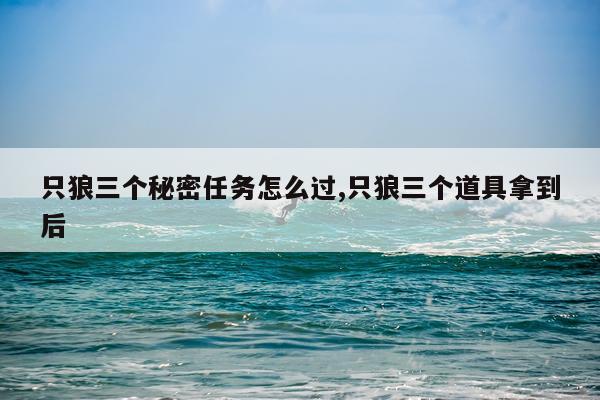 只狼三个秘密任务怎么过,只狼三个道具拿到后