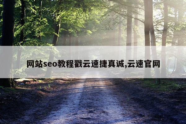 网站seo教程戳云速捷真诚,云速官网