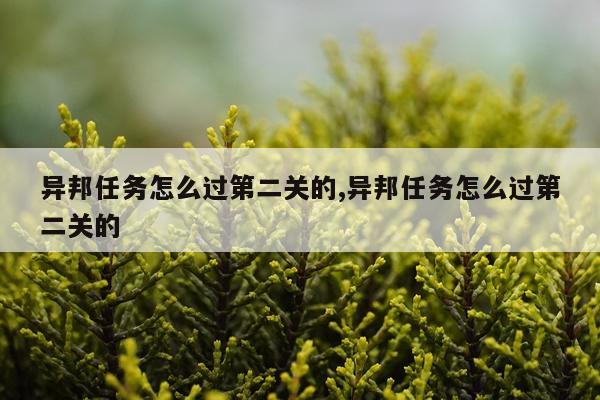 异邦任务怎么过第二关的,异邦任务怎么过第二关的