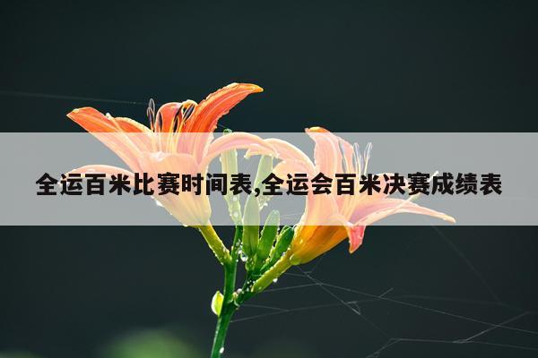 全运百米比赛时间表,全运会百米决赛成绩表