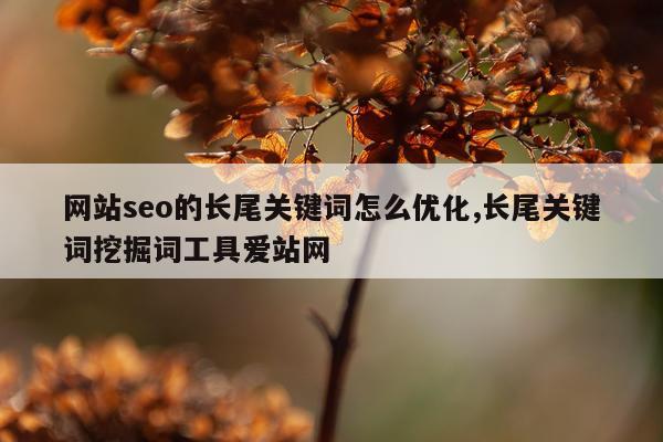 网站seo的长尾关键词怎么优化,长尾关键词挖掘词工具爱站网