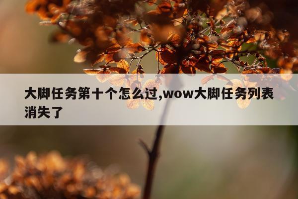 大脚任务第十个怎么过,wow大脚任务列表消失了